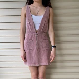 Corduroy pink dress with pockets